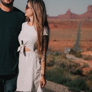 Cut out tummy Short sleeve cotton dress